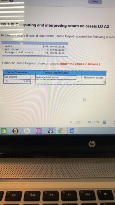 Solved Savod Computing and interpreting return on assets LO | Chegg.com