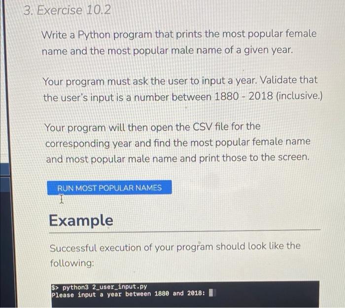 Solved 3. Exercise 10.2 Write a Python program that prints | Chegg.com