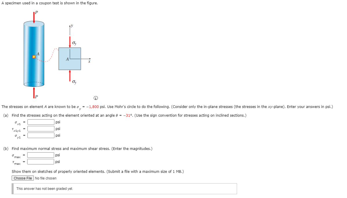 Solved A specimen used in a coupon test is shown in the | Chegg.com