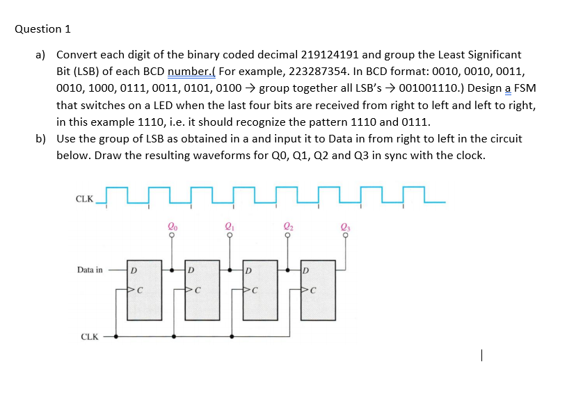Solved Question 1 a) Convert each digit of the binary coded | Chegg.com