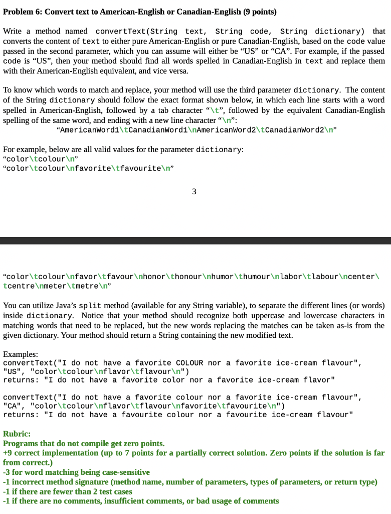 Solved Problem 6: Convert text to American-English or | Chegg.com