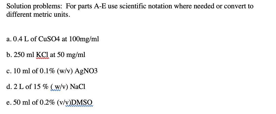 Solved Solution Problems For Parts A E Use Scientific No Chegg Com