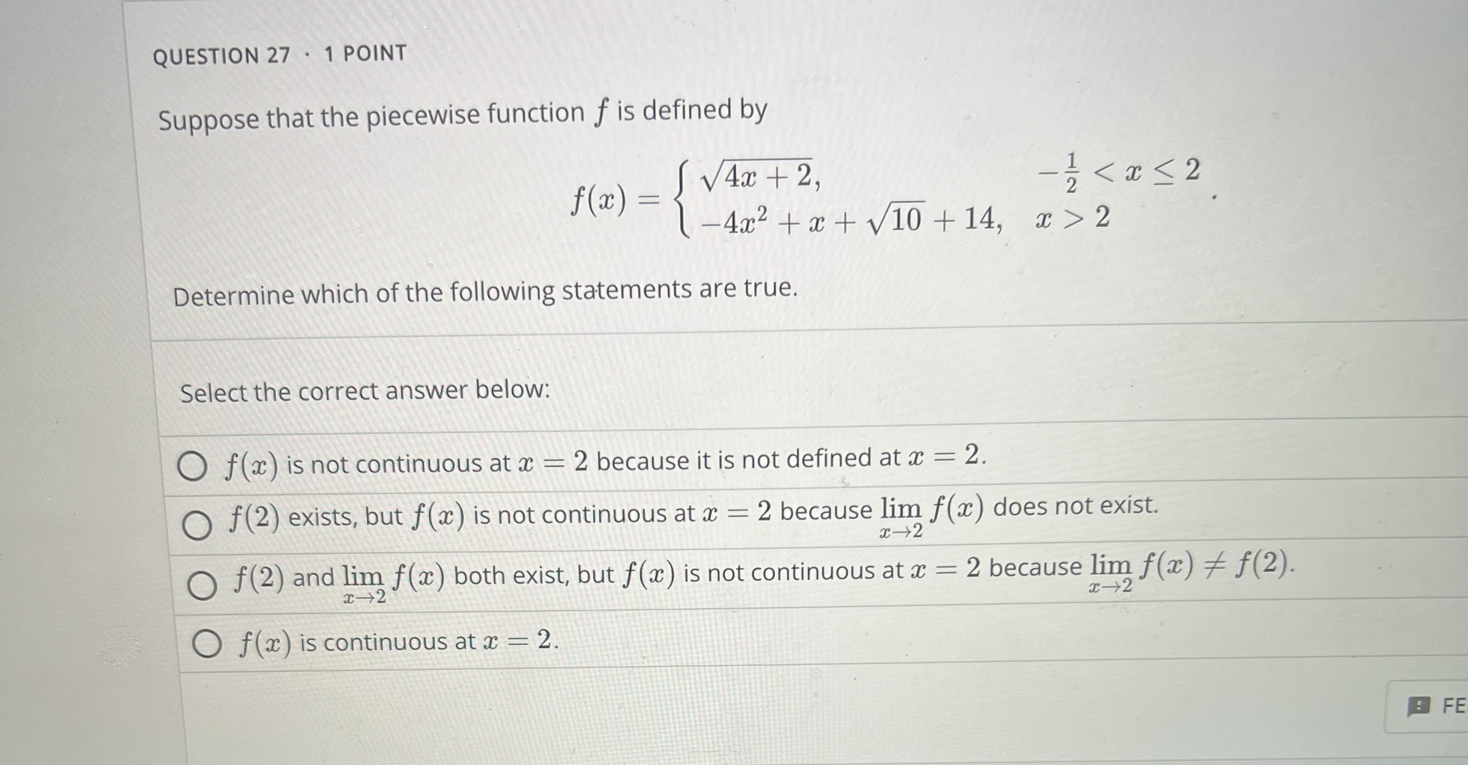 Solved Suppose that the piecewise function f is defined by | Chegg.com