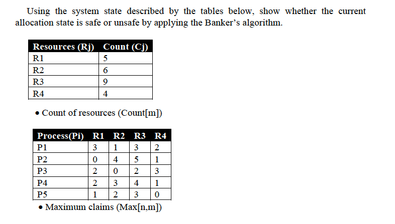 Solved Using The System State Described By The Tables Below, | Chegg.com