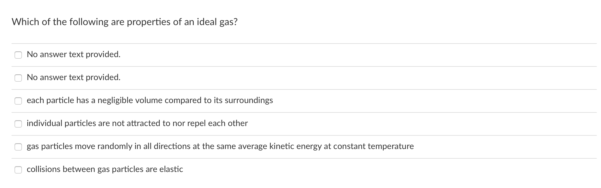 Solved Which of the following are properties of an ideal | Chegg.com