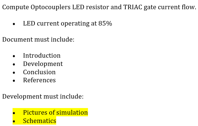 Compute Optocouplers LED resistor and TRIAC gate
