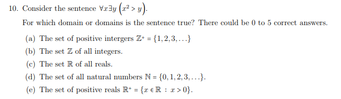 Solved For which domain or domains is the sentence true? | Chegg.com