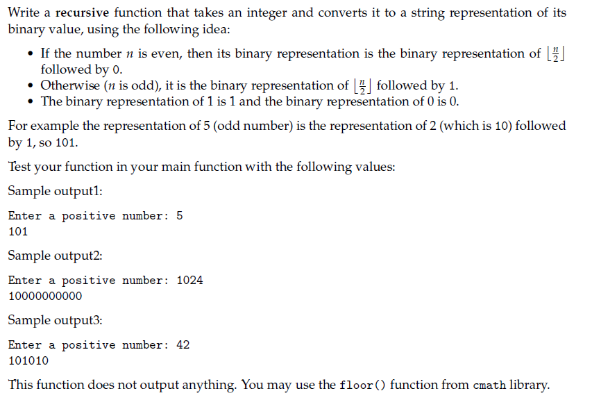Solved Write in a recursive function in C++ that takes an | Chegg.com