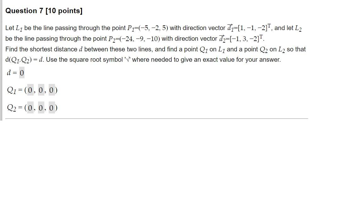 Solved Let L1 Be The Line Passing Through The Point | Chegg.com