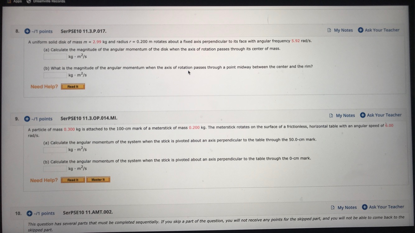 Solved 8. My Notes Ask Your Teacher -/1 Points SerPSE10 | Chegg.com