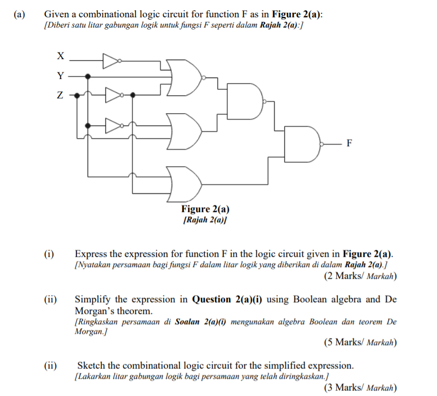 Solved (a) Given a combinational logic circuit for function | Chegg.com