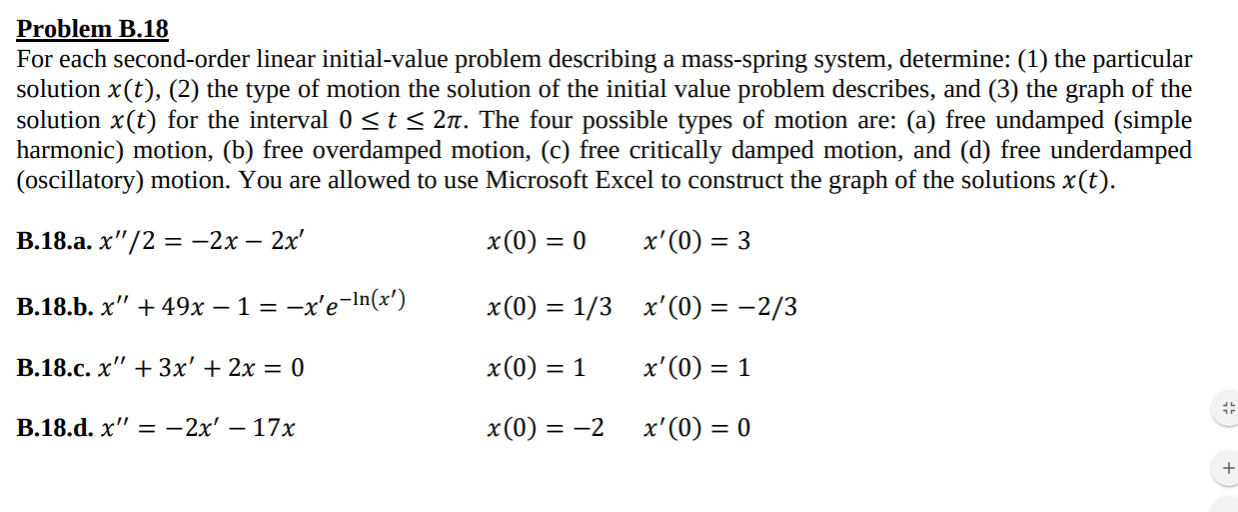 Solved Problem B.18 For Each Second-order Linear | Chegg.com