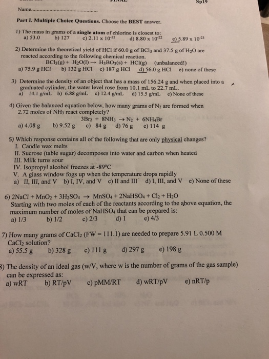 Solved CHEMISTRY 121 LABORATORY MA POSTLAB QUESTIONS 1.