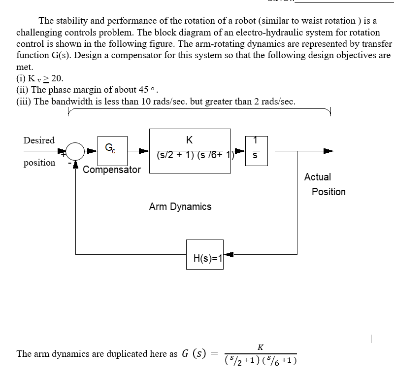 Solved The stability and performance of the rotation of a | Chegg.com