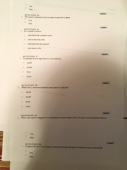 Solved The Correct C Statement To Close An Input Or Output Chegg