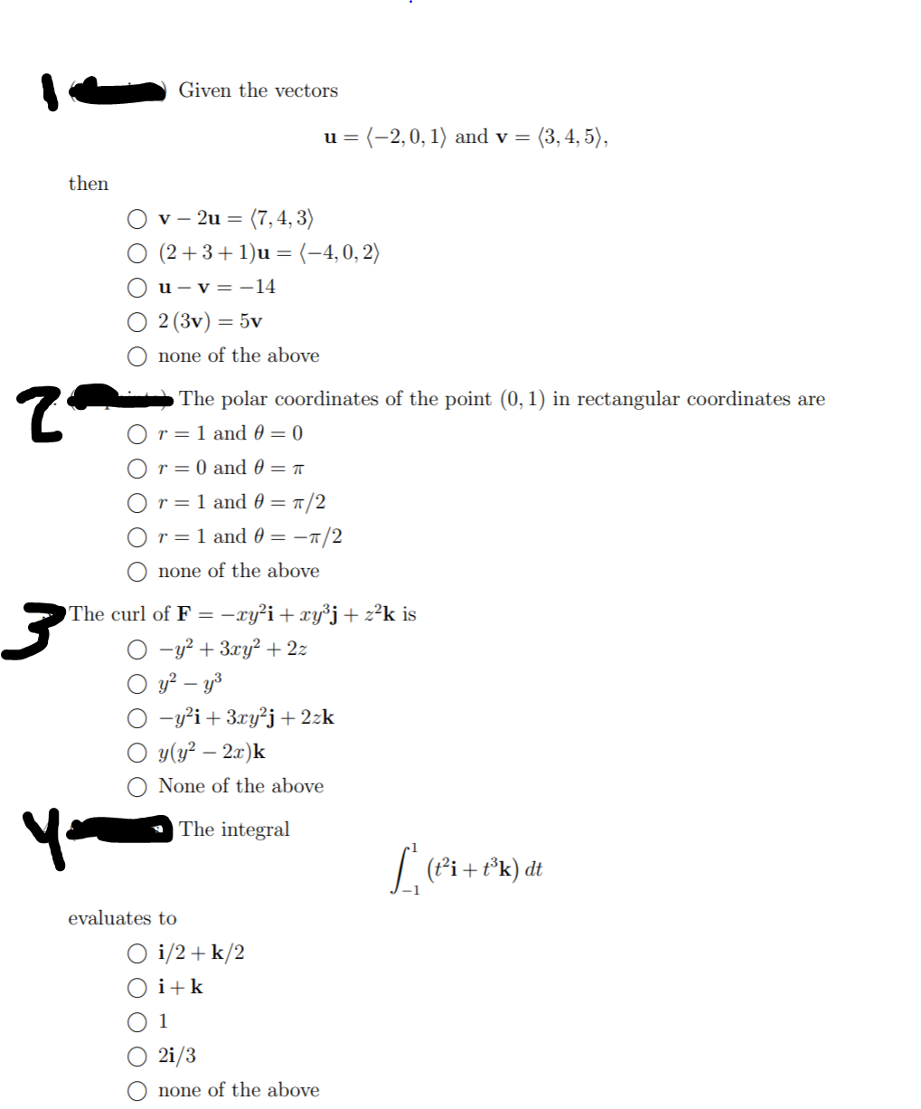 Solved Given The Vectors U 2 0 1 And V 3 4 5 Th Chegg Com