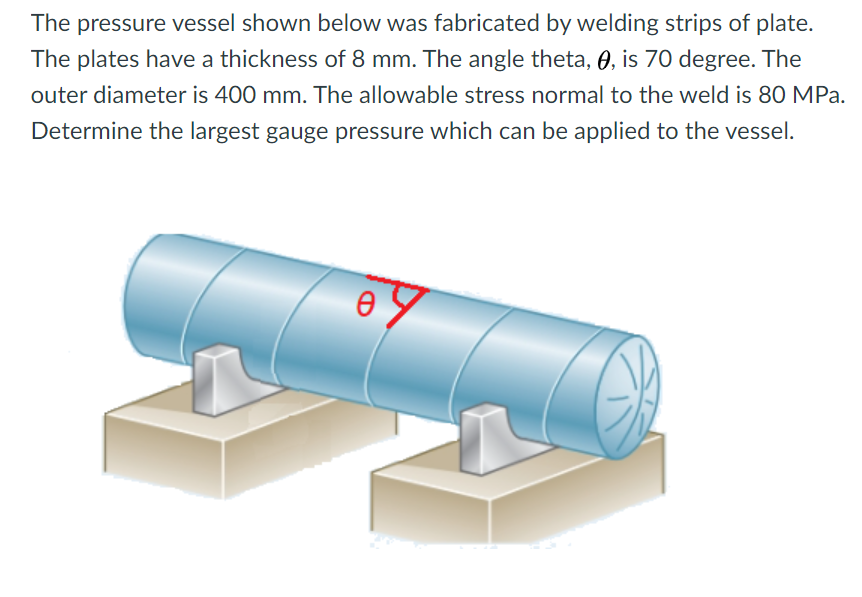 Solved The pressure vessel shown below was fabricated by | Chegg.com