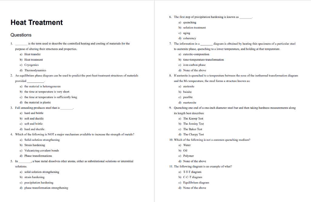 Solved 6. The first step of precipitation hardening is known
