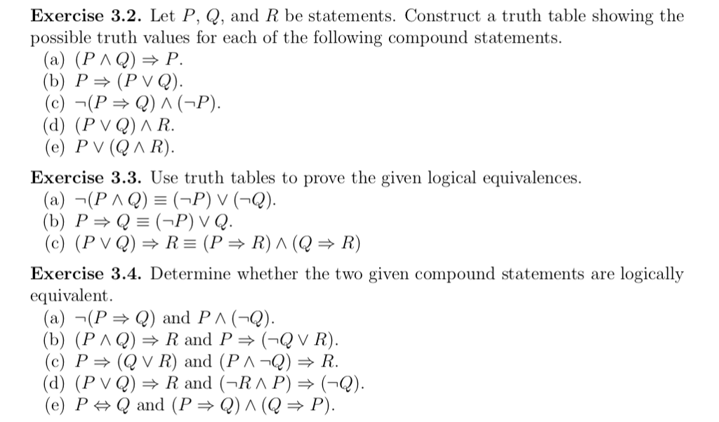 Solved Exercise 3.2. Let P, Q, and R be statements. | Chegg.com