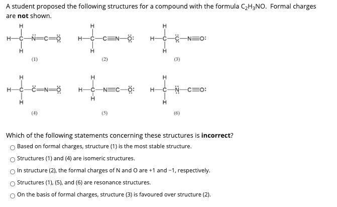 Solved A Student Proposed The Following Structures For A Chegg Com