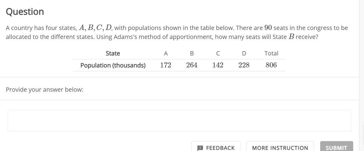 Solved A Country Has Four States, A,B,C,D, With Populations | Chegg.com