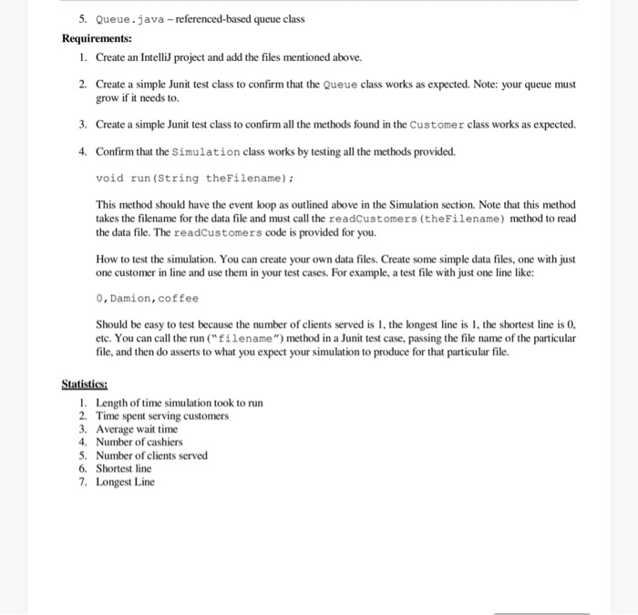 Solved The assignment creates a simulation of clients | Chegg.com