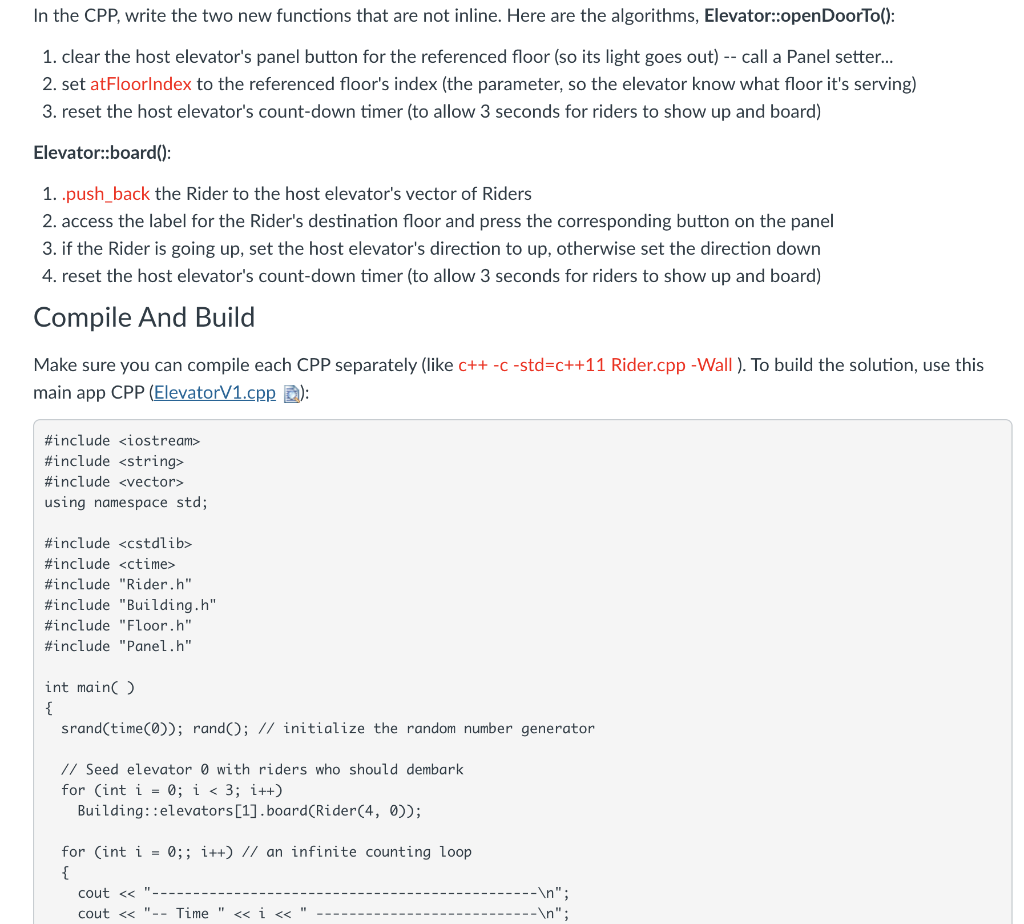 Write the first version of the elevator simulation, | Chegg.com