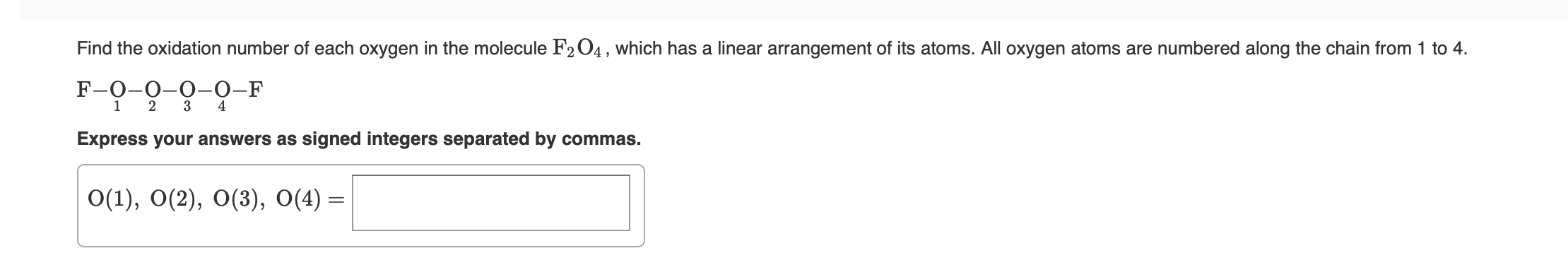 what is the oxidation number of oxygen atoms in o22 −