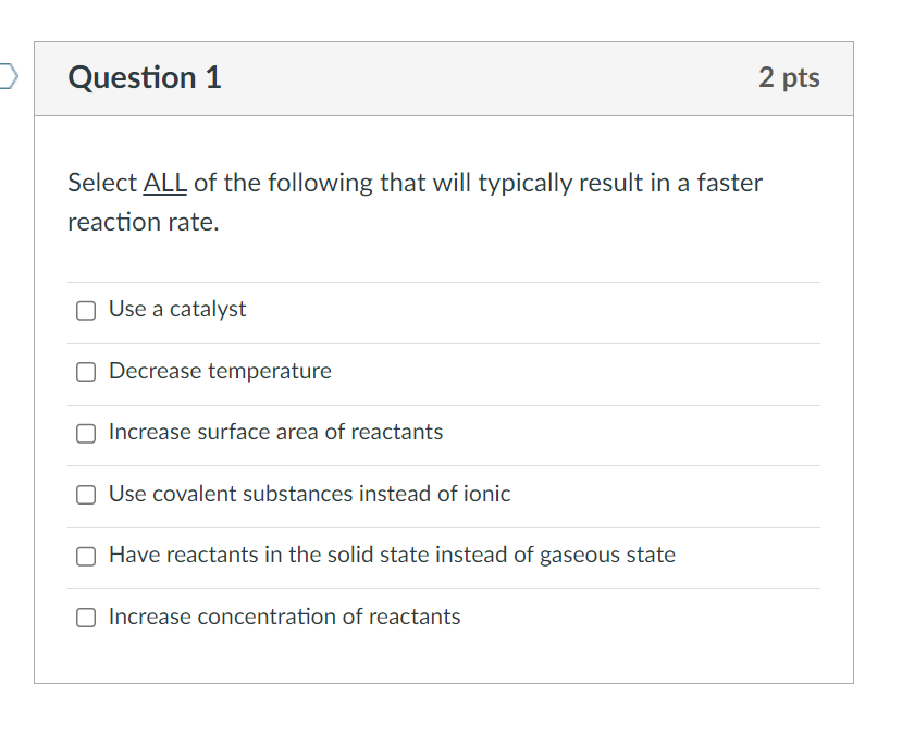 Solved Select ALL of the following that will typically | Chegg.com