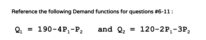 Solved Reference the following Demand functions for | Chegg.com