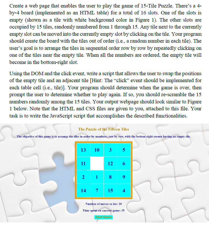 Solved Create a web page that enables the user to play the | Chegg.com