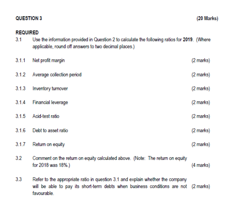 QUESTION 3 (20 Marks) REQUIRED 3.1 Use the | Chegg.com