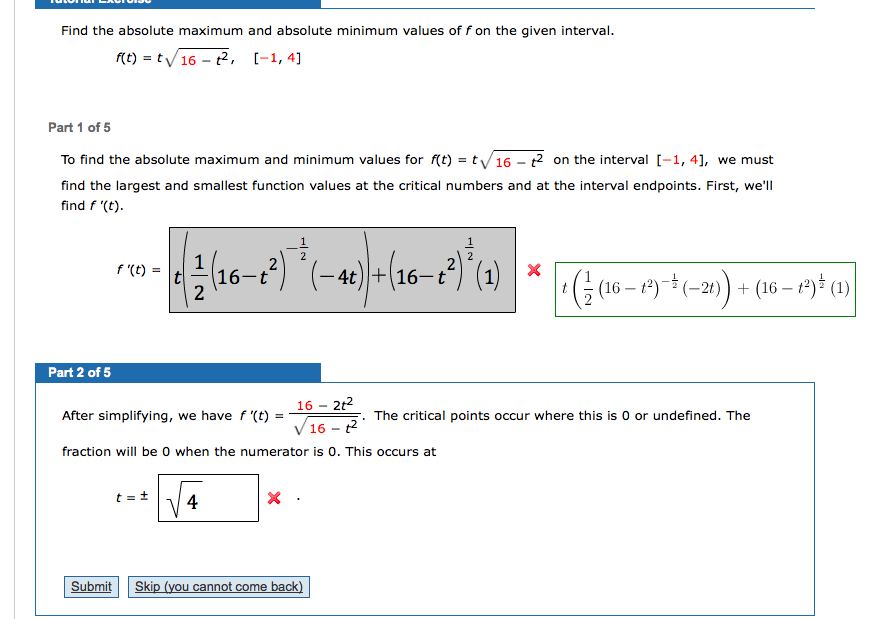 Find the absolute maximum and absolute minimum chegg