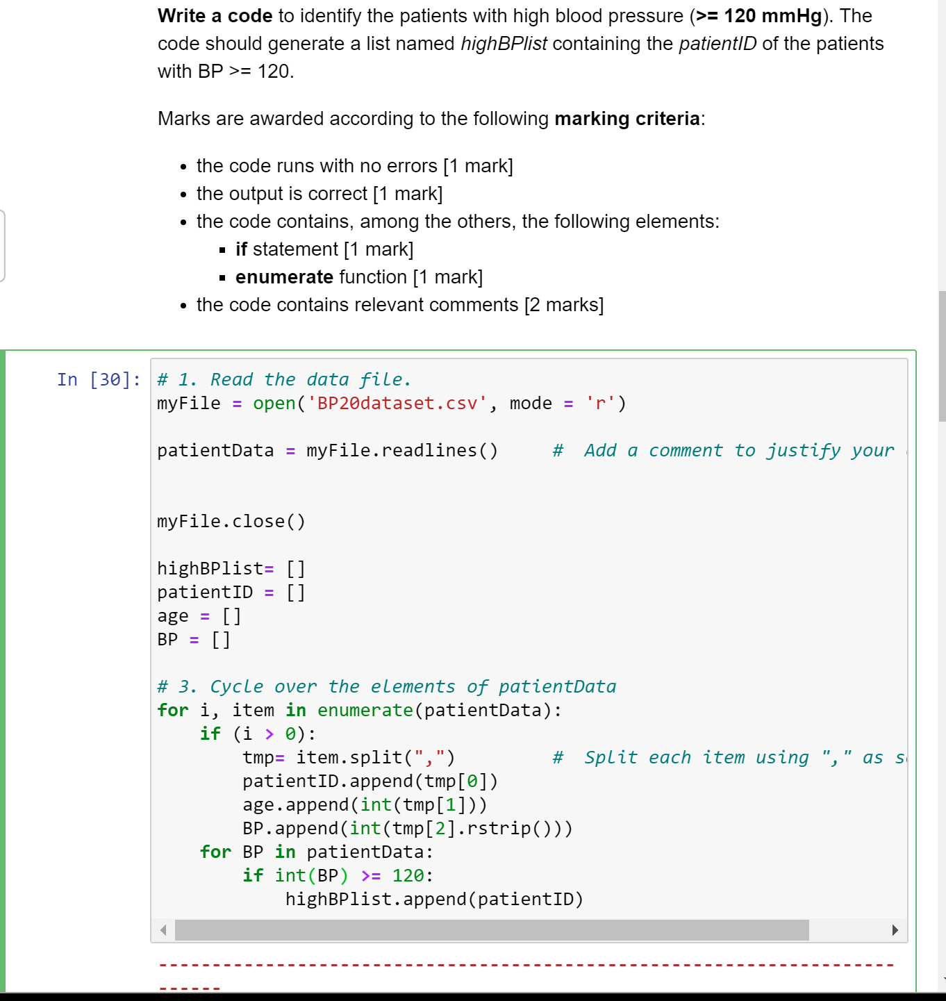 Solved Write a code to identify the patients with high blood | Chegg.com