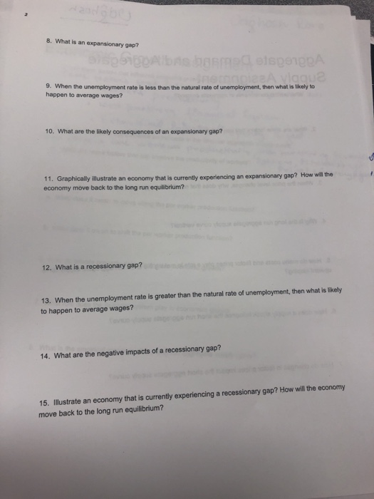 Solved 8. What is an expansionary gap? 9. When the