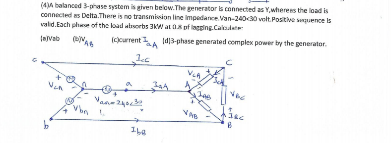 Solved (4)A balanced 3-phase system is given below. The | Chegg.com