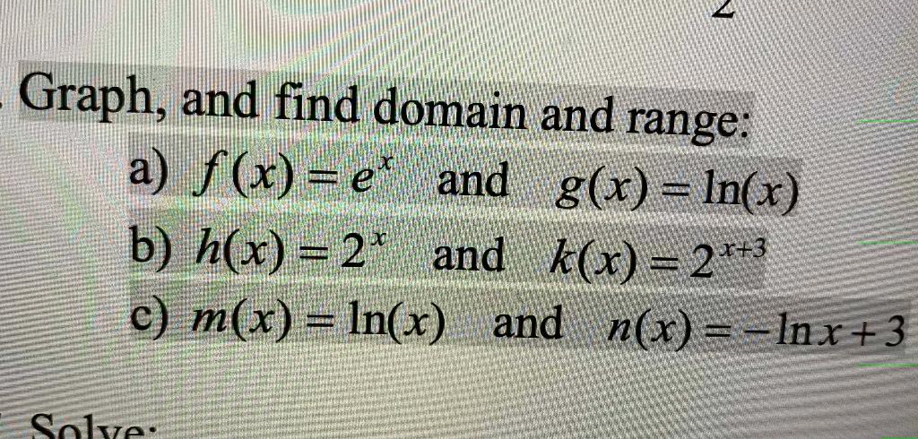 Solved Graph And Find Domain And Range A F X E And Chegg Com