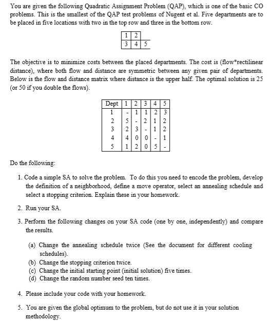 You are given the following Quadratic Assignment | Chegg.com