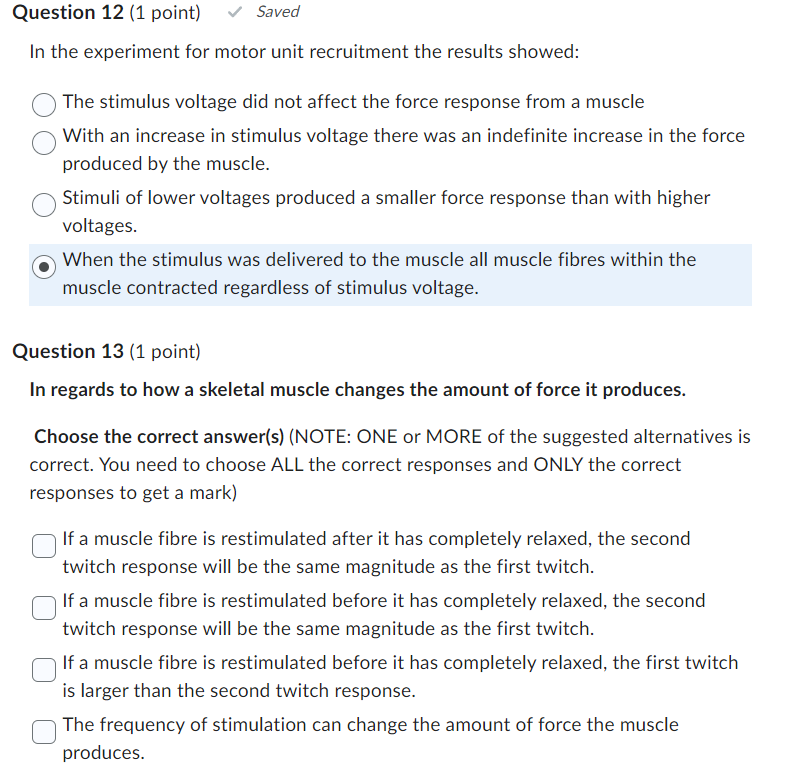 Solved In the experiment for motor unit recruitment the | Chegg.com