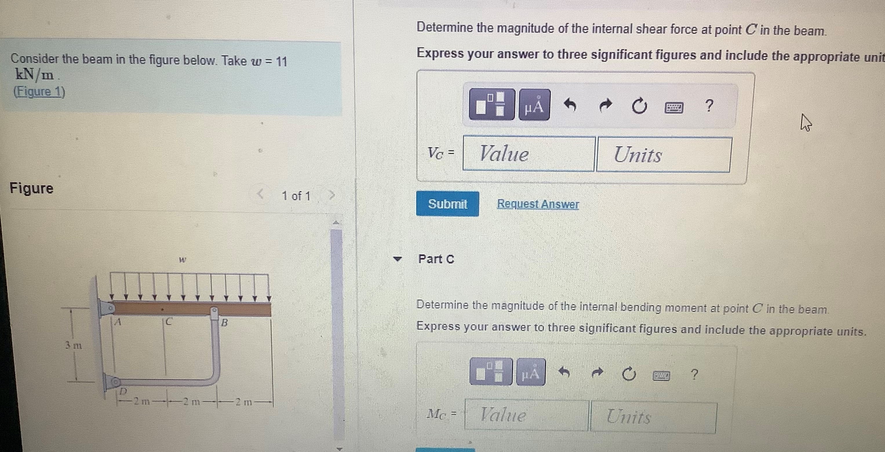 Solved Consider the beam in the figure below. Take w=11 | Chegg.com