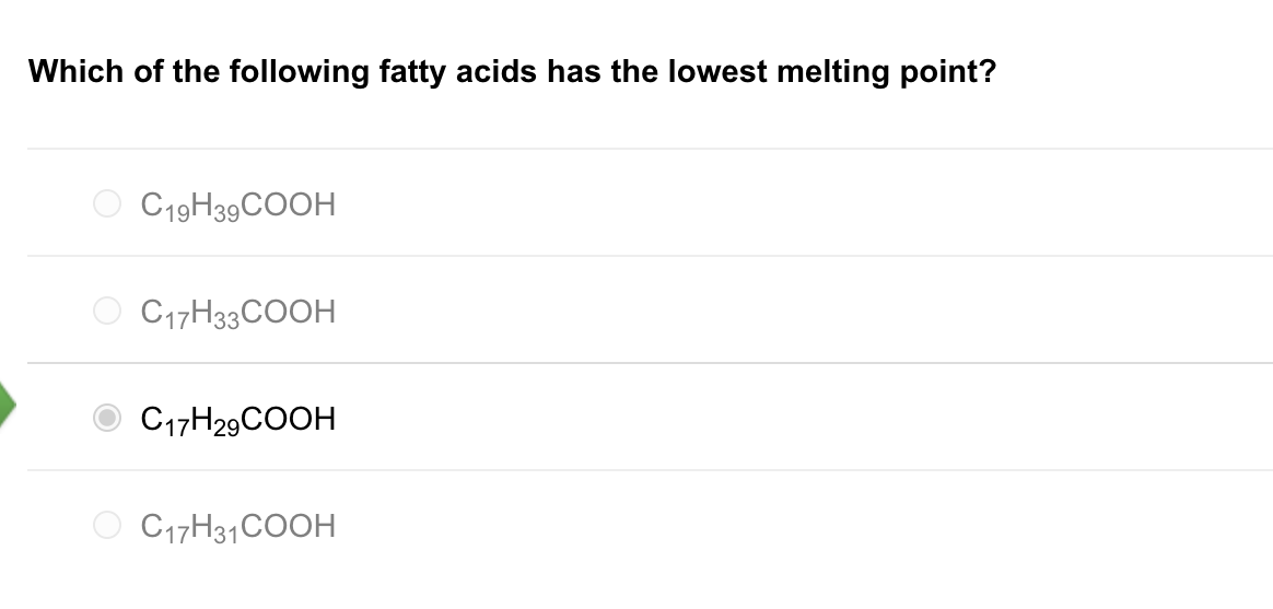 Solved Which of the following fatty acids has the lowest