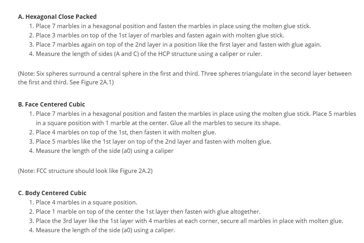 Solved A. Hexagonal Close Packed 1. Place 7 marbles in a