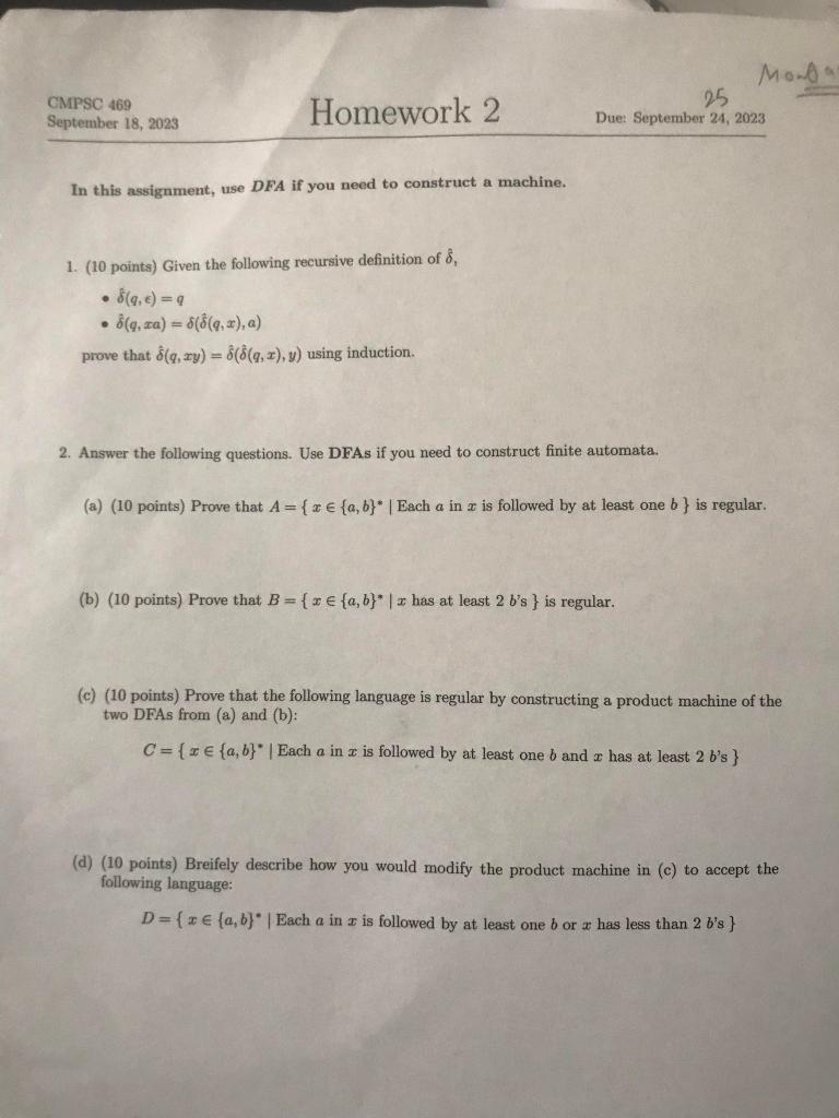 Solved In this assignment, use DFA if you need to construct | Chegg.com
