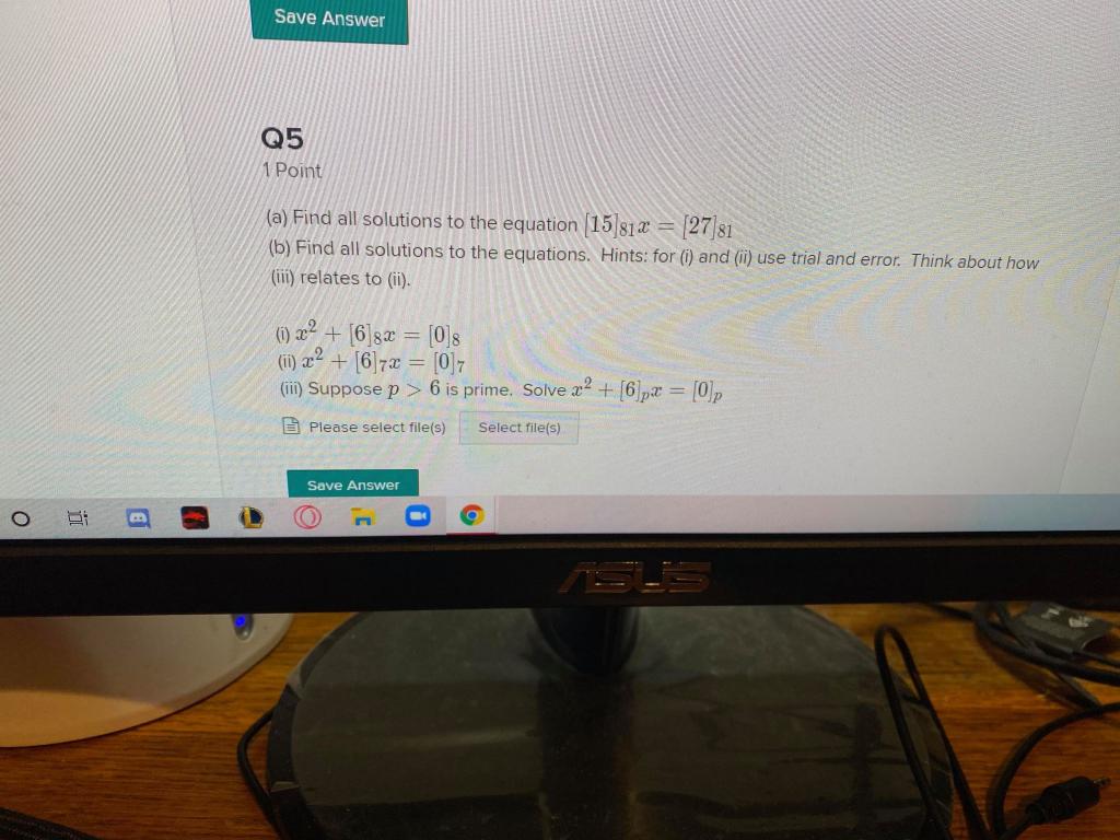 Solved Save Answer Q5 1 Point (a) Find all solutions to the | Chegg.com