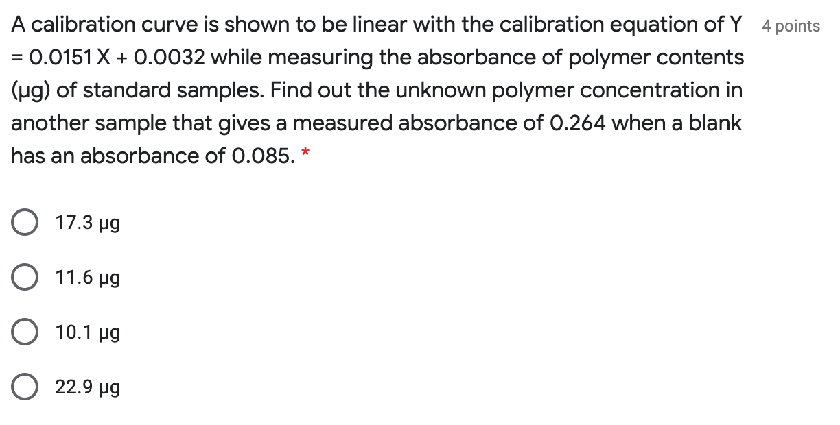 Solved A Calibration Curve Is Shown To Be Linear With The | Chegg.com