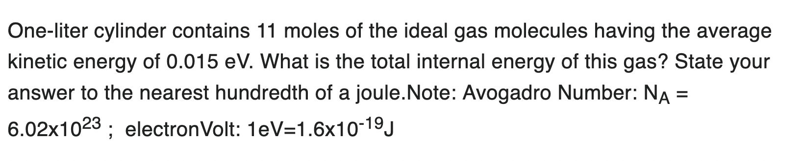 Solved One-liter cylinder contains 11 moles of the ideal gas | Chegg.com