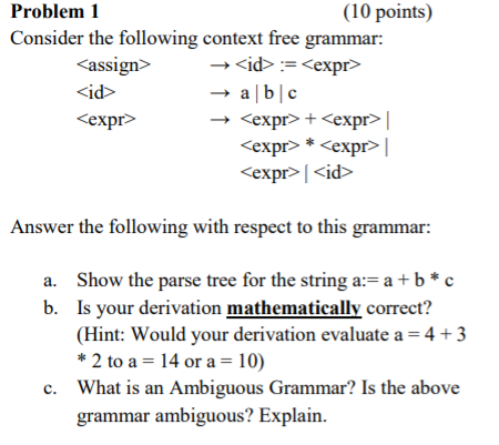 Solved Problem 1 (10 points) Consider the following context | Chegg.com