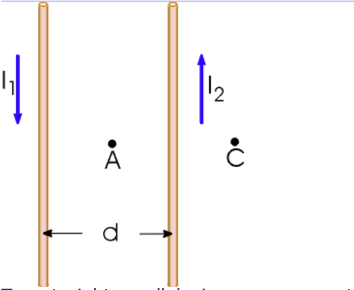 Solved Two Straight Parallel Wires Carry Currents In Chegg Com