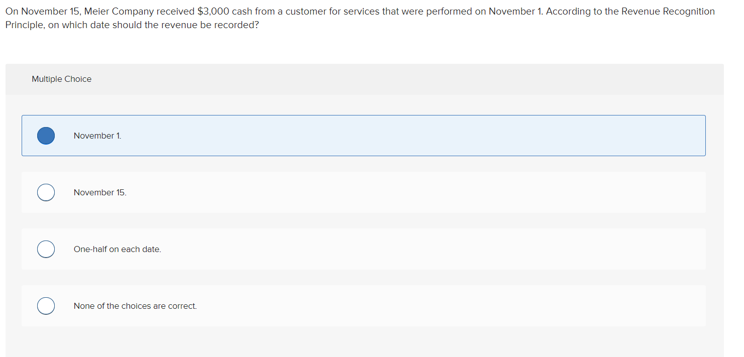 Solved On November 15, Meier Company received $3,000 cash | Chegg.com