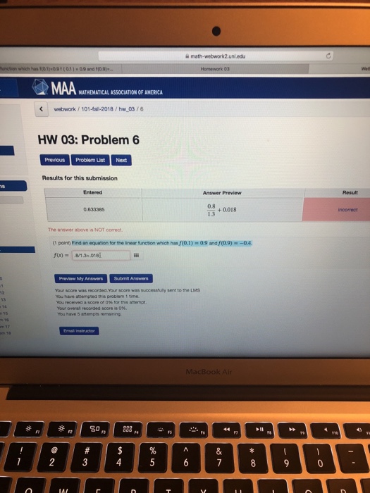 Solved a math-webwork2.unledu MATHEMATICAL ASSOCIATION OF | Chegg.com